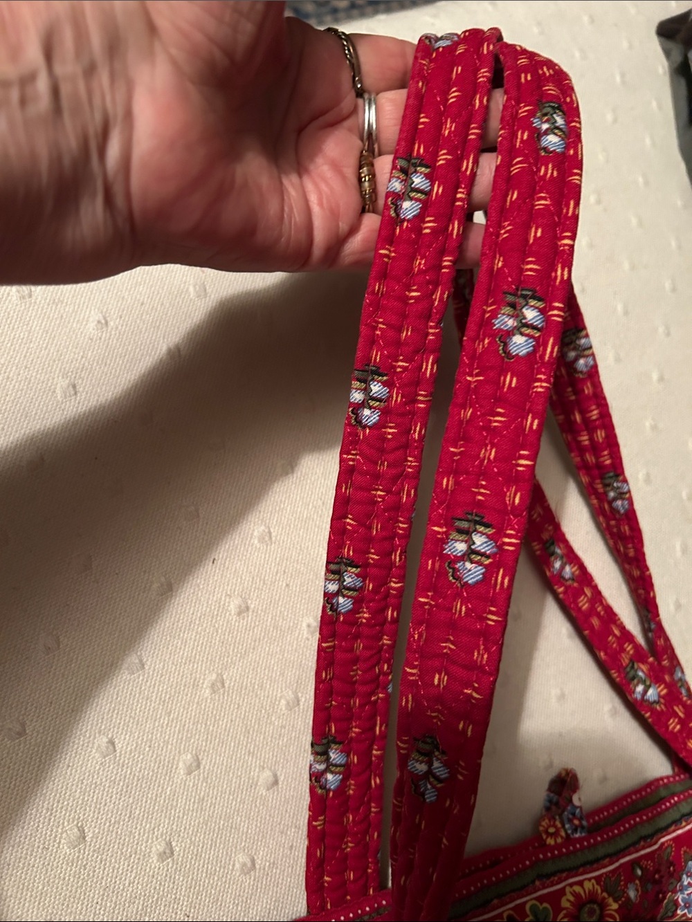 Vera Bradley Lg Quilted Floral Red Tote Bag. Bonus! W/ Matching Pouch-exc shape! - Picture 14 of 15